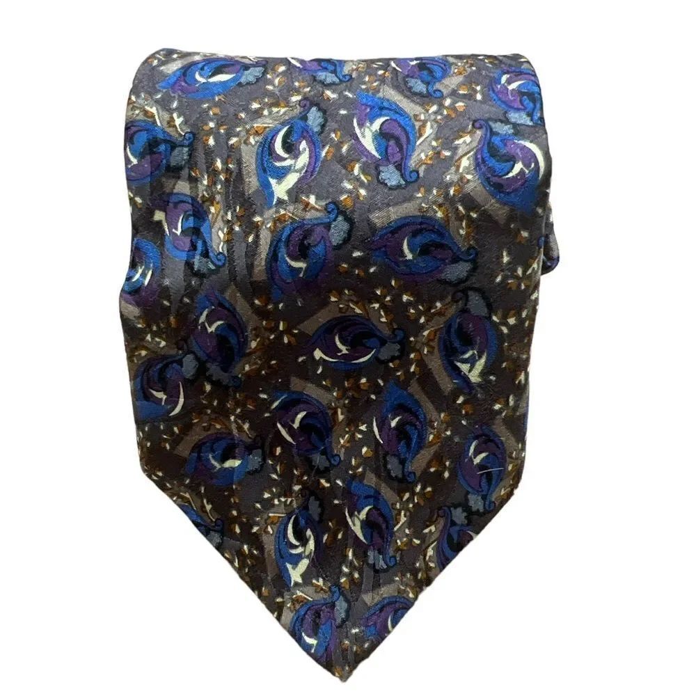Christian Dior Brown Blue Men Tie